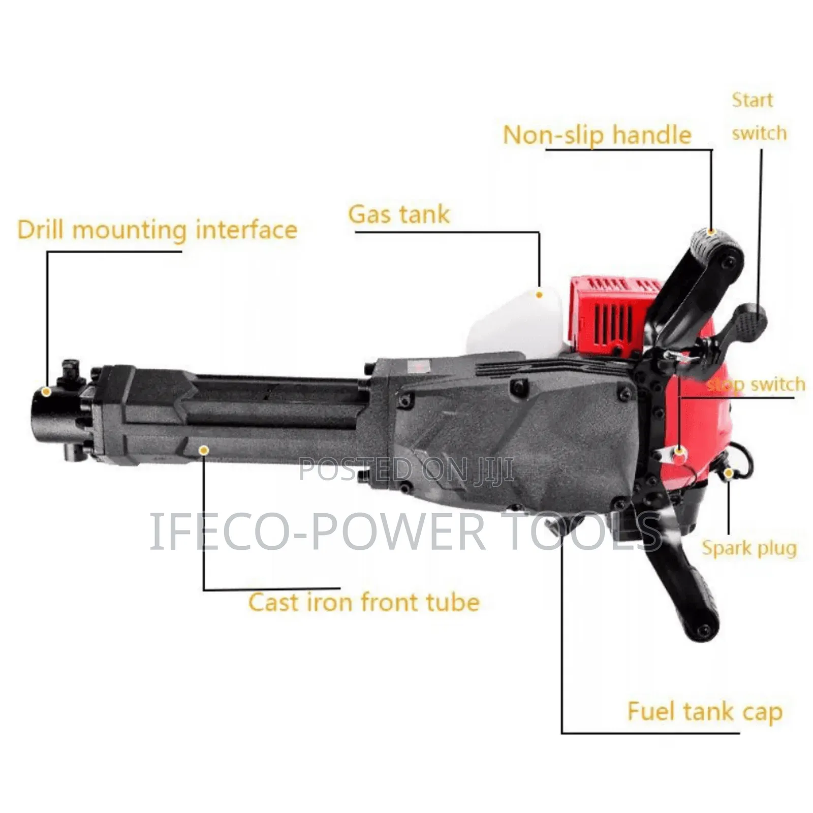 Petrol-Powered Demolition Jack Hammer Used for Breaking Concrete,