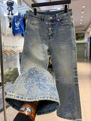 Hooked Embroidered Denim Pants