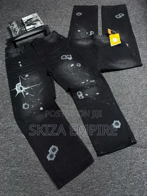 Hooked Embroidered Denim Pants