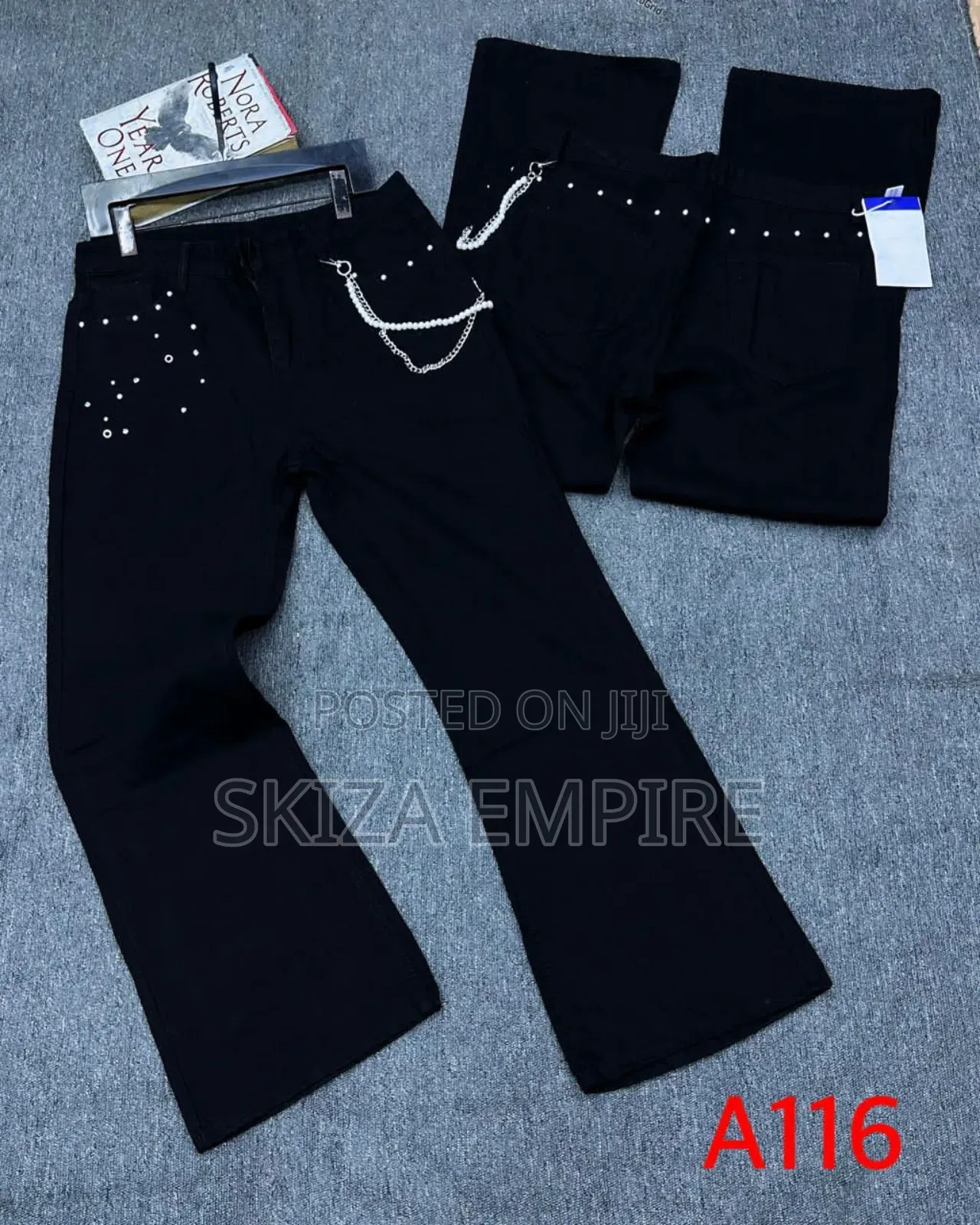 Hooked Embroidered Denim Pants