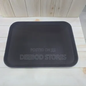 Black Non-Slip Serving Tray for Food and Drinks