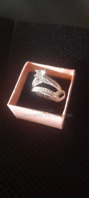 Engagement and Wedding Ring Set With Stone Design - Silver