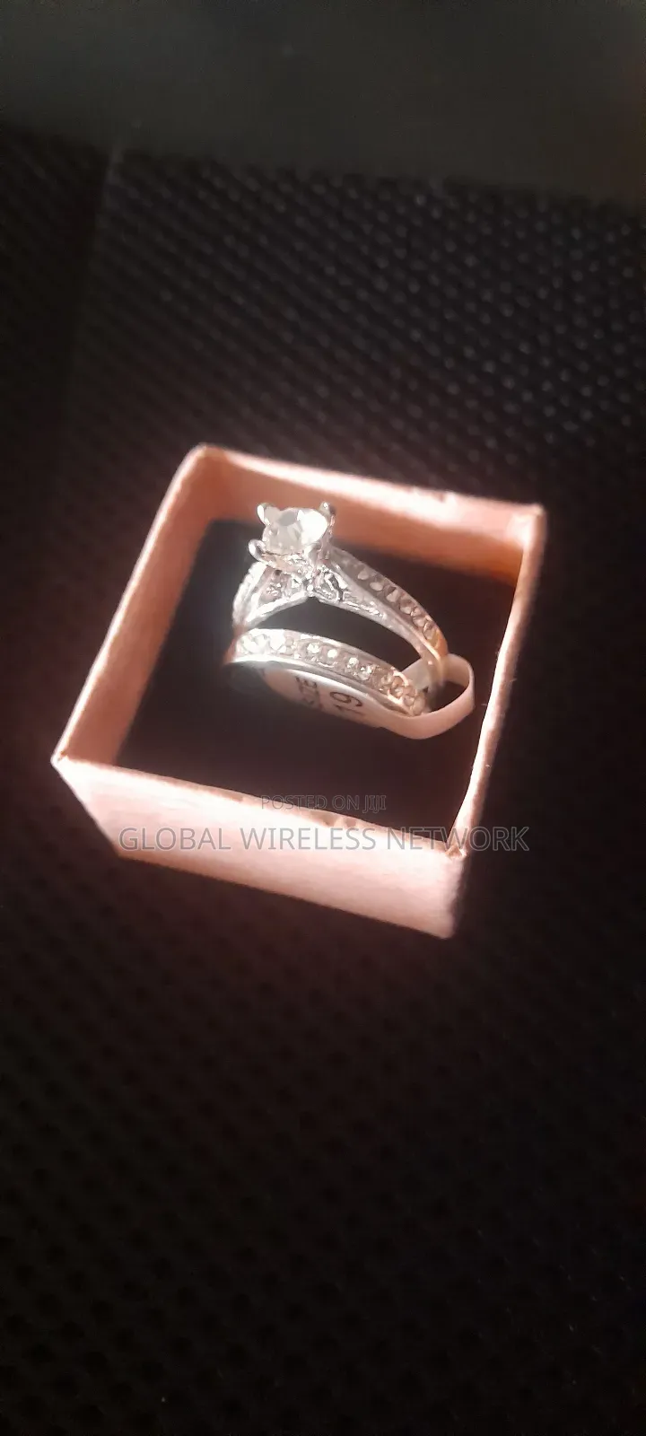 Engagement and Wedding Ring Set With Stone Design - Silver