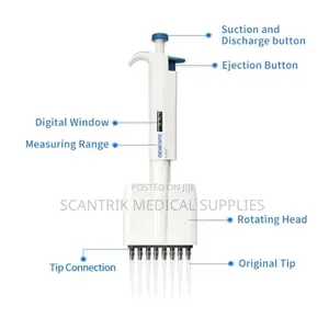 Laboratory 12-Channel Adjustable Micropipette for Accurate Liquid Hand
