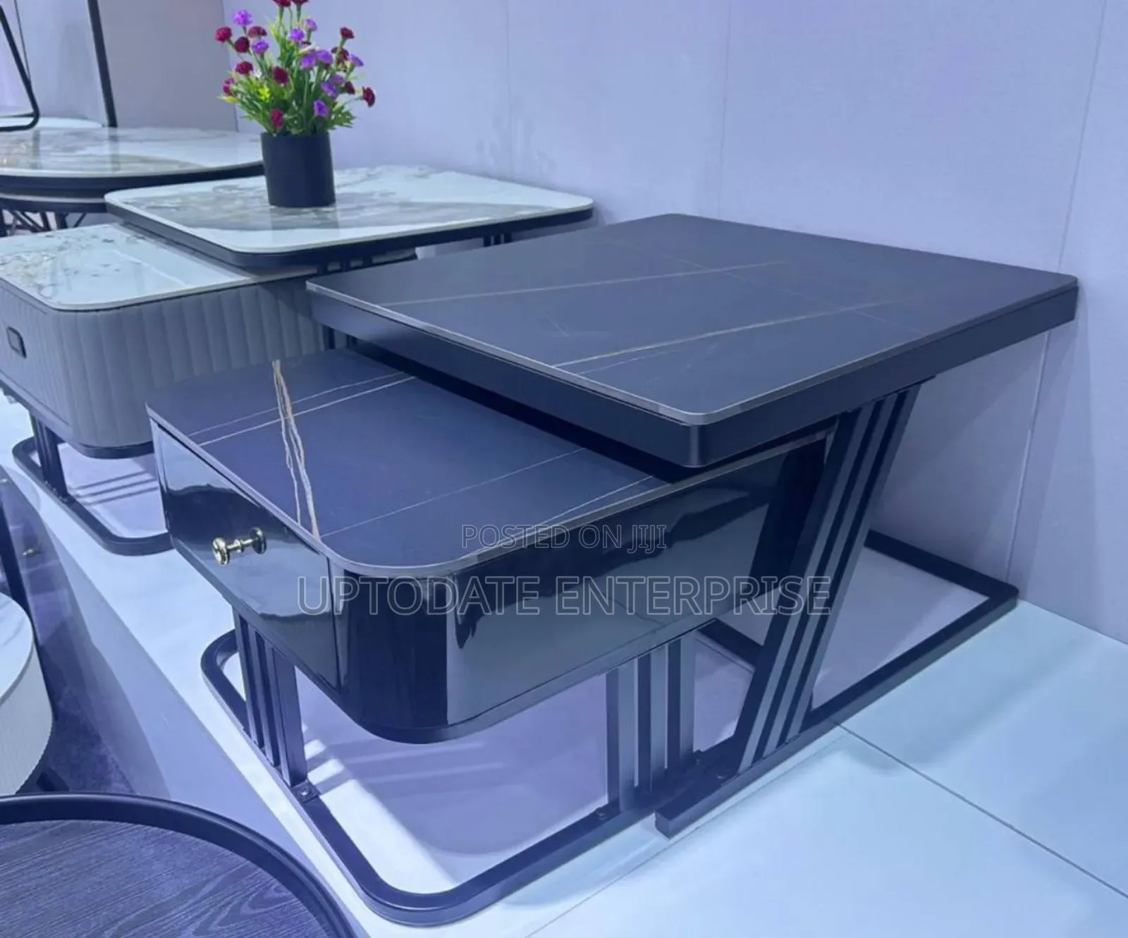 Storage 2in1 Black Marble Center Table