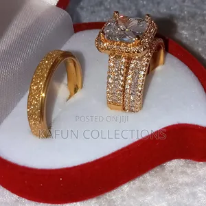 High Quality Steel and Zirconia Gold Wedding Rings