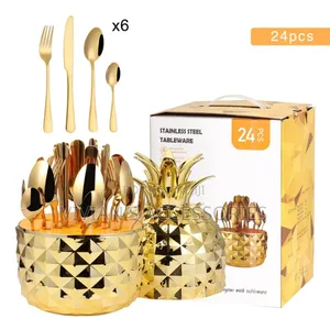 24pcs Pineapple Shaped Cutlery Set
Gold/Bronze Gold