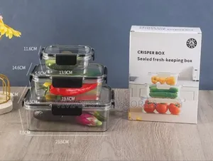 3pcs Set Rectangle Food Storage Box With Lock.