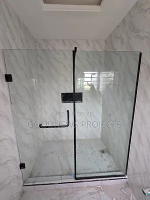 Frameless Black Hinged Shower Door