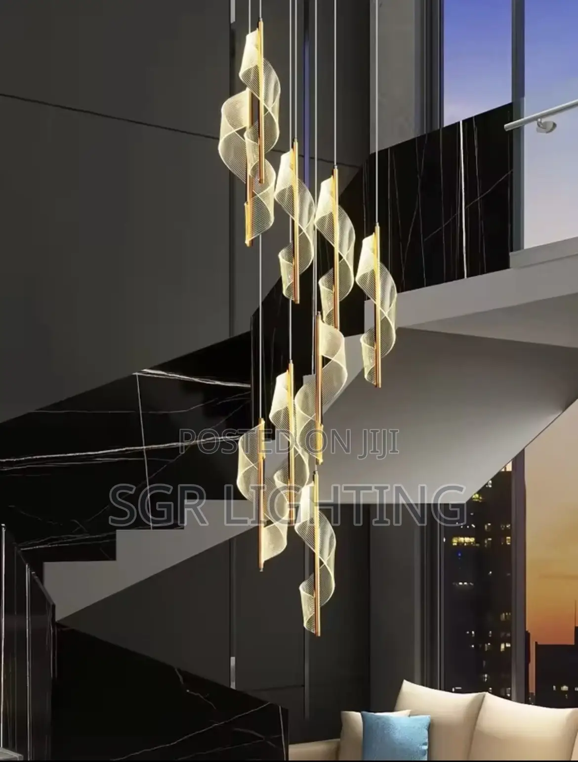 Modern Led Staircase Chandelier Living