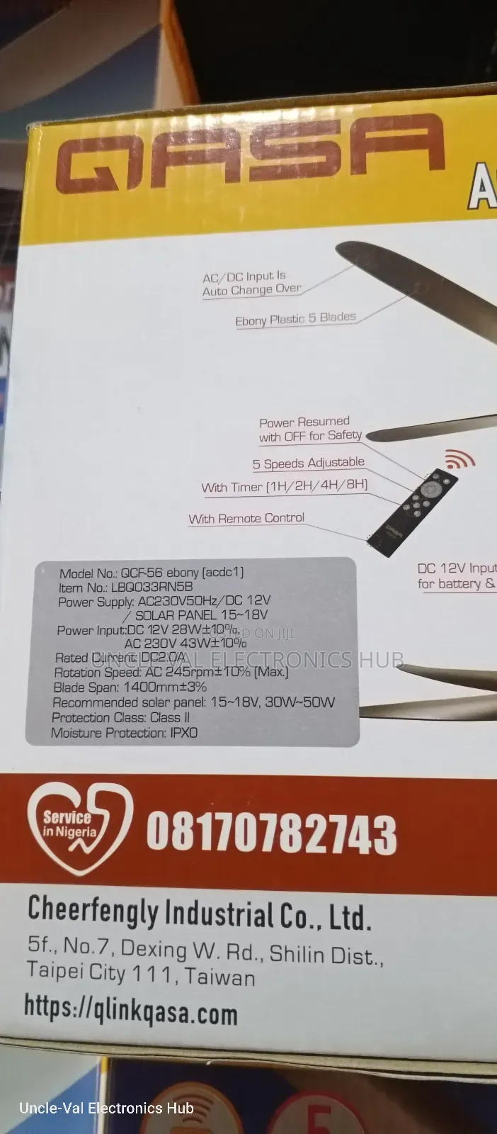 Qasa Ac/Dc Solar Ceiling Fan 56
