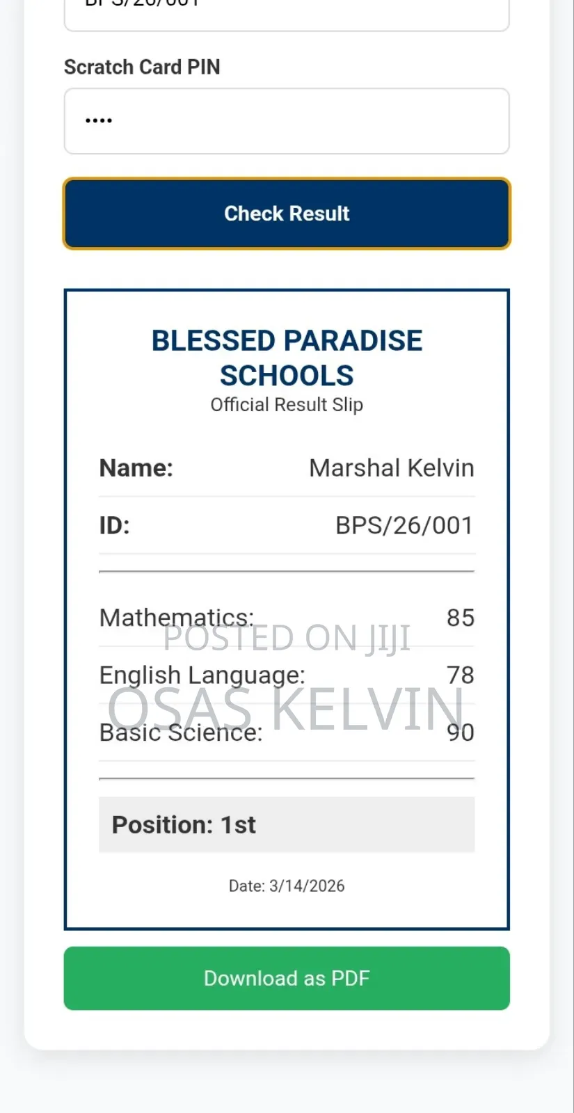 School Result Portal Automated CBT Software