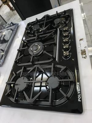 Original Quality Polystar Built-in Black Stainless Steel 5 Burners Gas