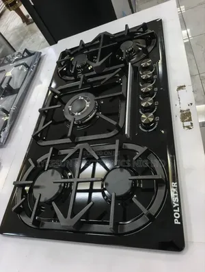 Original Quality Polystar Built-in Black Stainless Steel 5 Burners Gas
