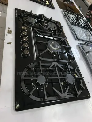 Original Quality Polystar Built-in Black Stainless Steel 5 Burners Gas