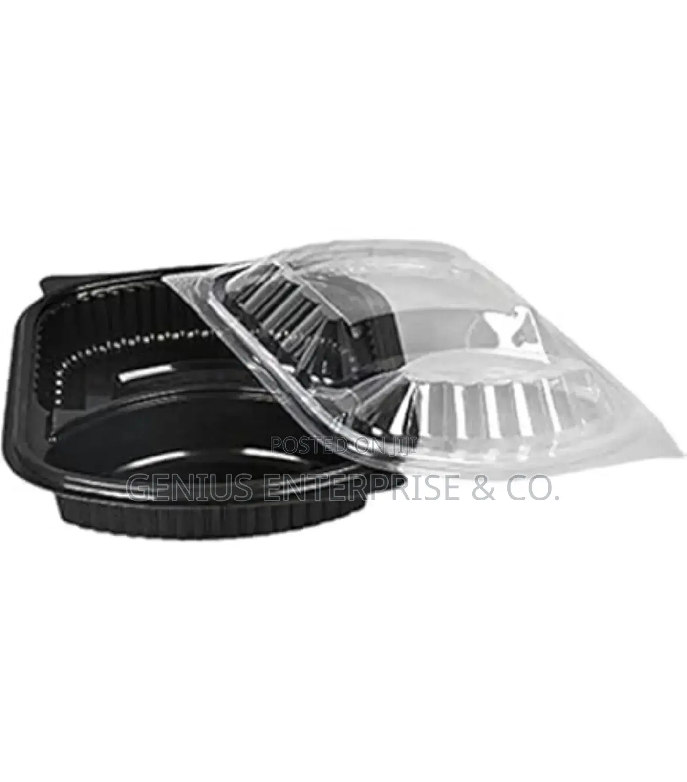Black Rectangular Shape 2 Compartment Takeaway With Lid 50pc