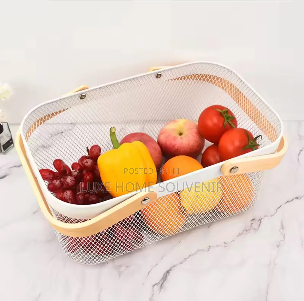 Storage Basket With Wooden Handle