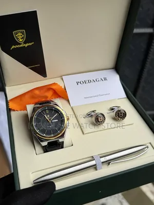 Poedagar Leather Set With Cufflinks