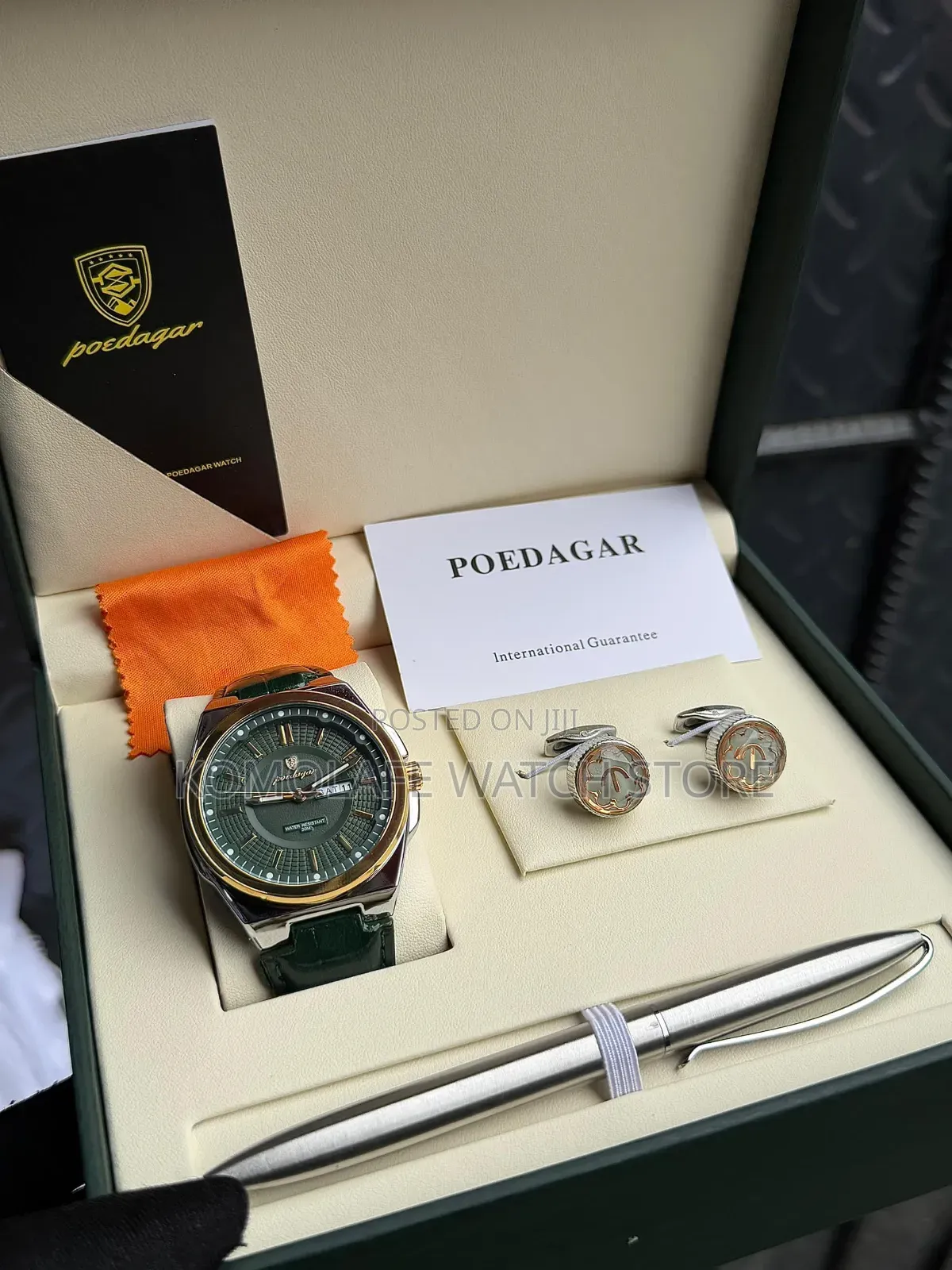 Poedagar Leather Set With Cufflinks