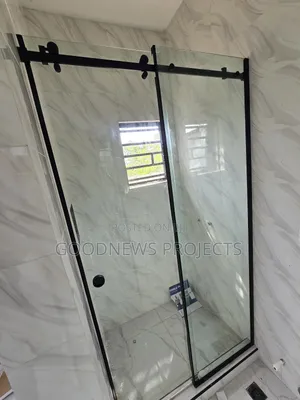 Sliding Shower Door With Black Accessory