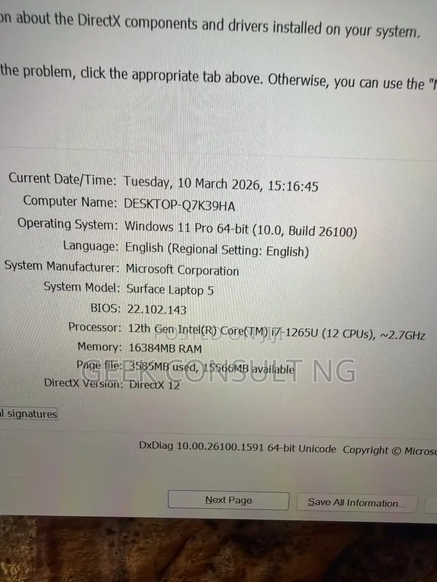 Laptop Microsoft Surface Laptop 5 16GB Intel Core i7 SSD 512GB