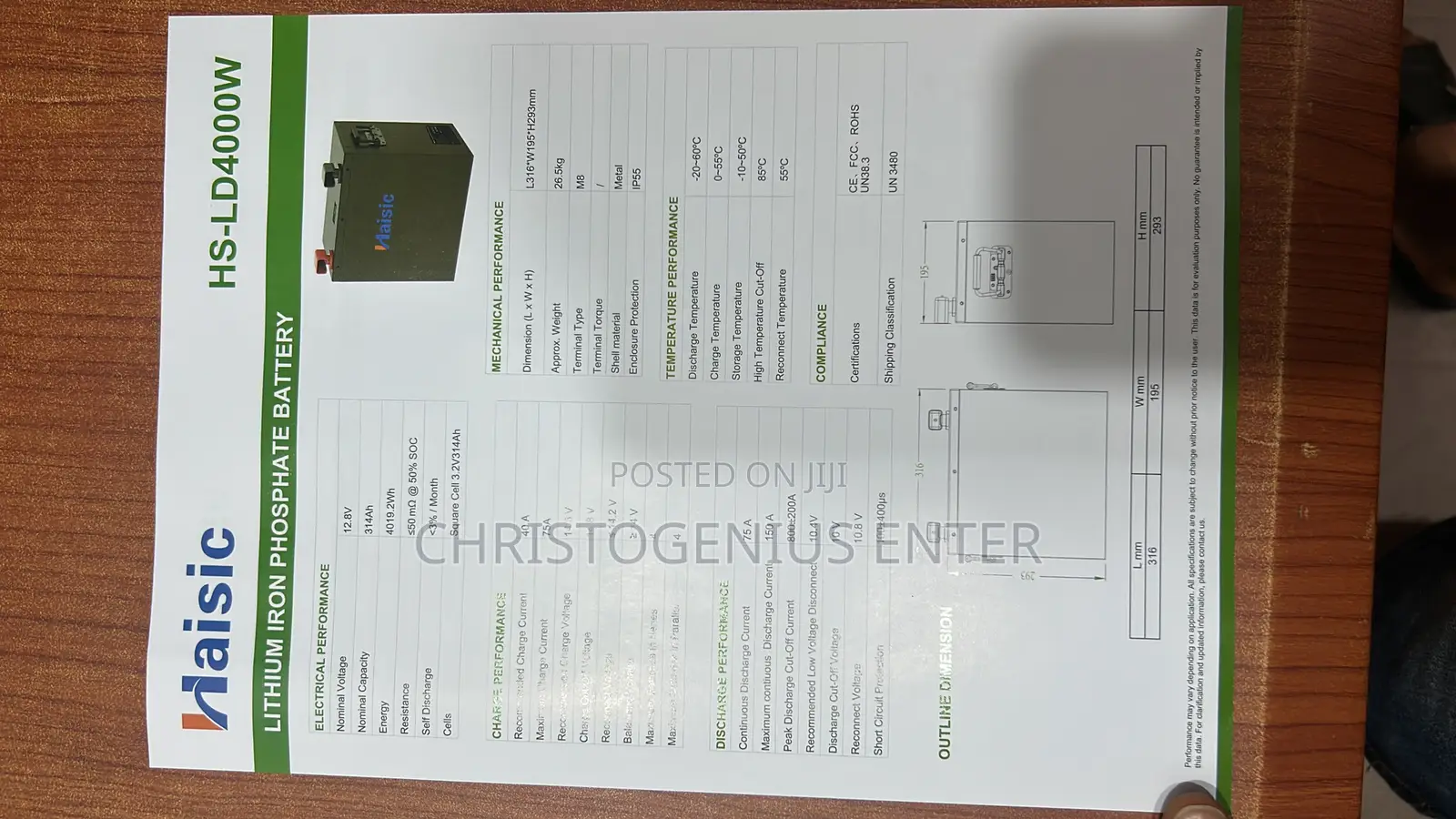 Hasisic 4.2kwh Lithium Battery 12 V