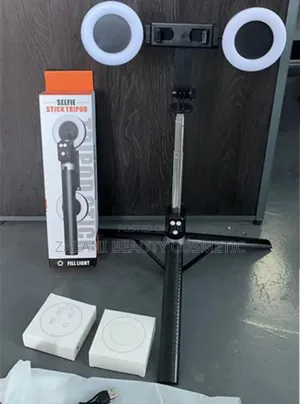 The Packaging for a 3-in-1 Selfie Stick Tripod With Fill Light,