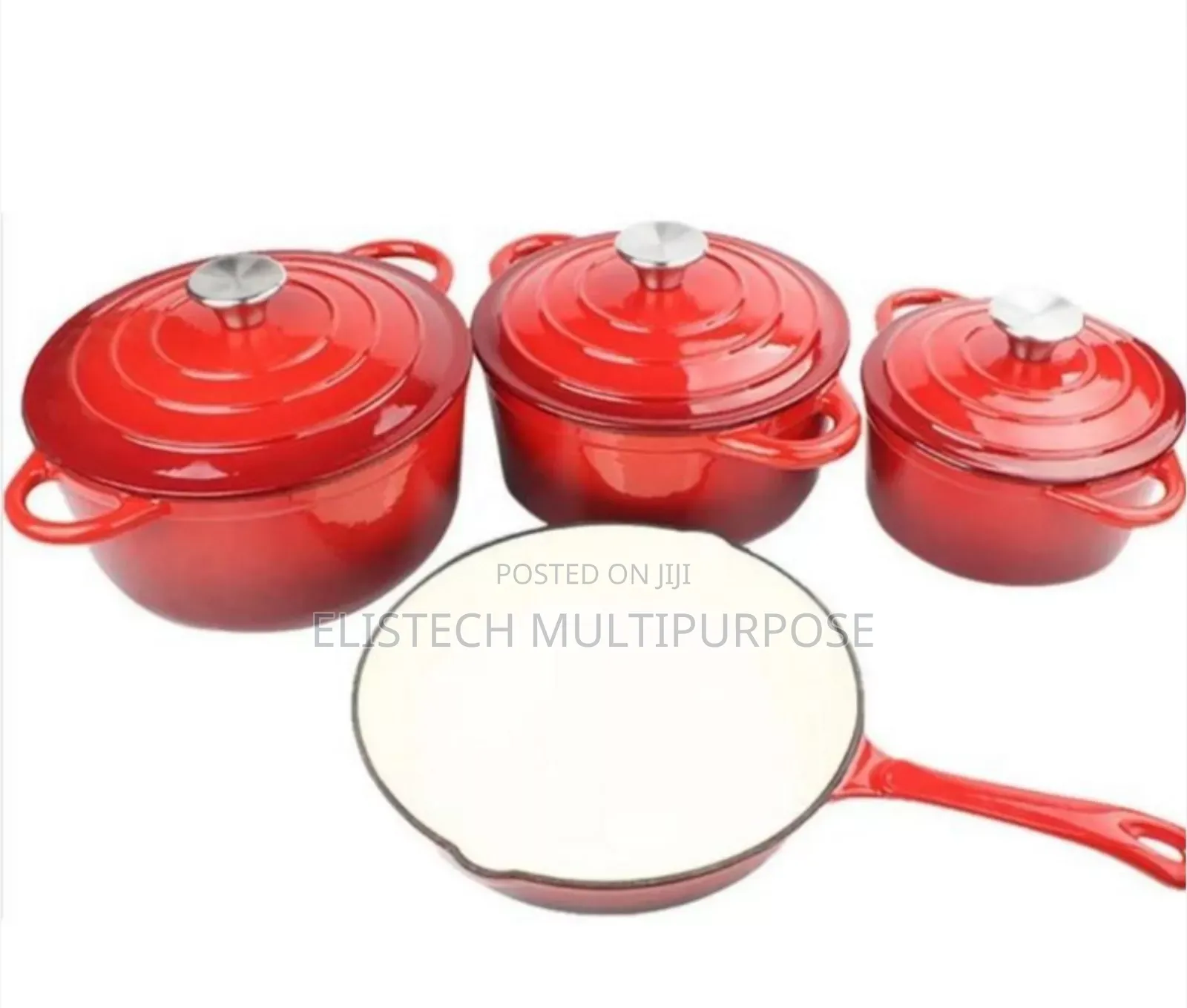 Premium Red Enameled Cast Iron Cookware Set