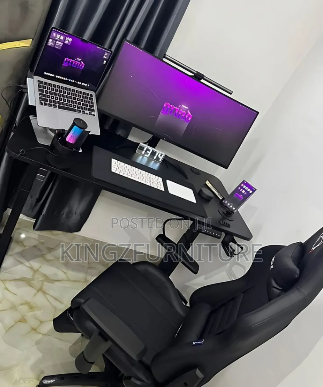 Black, Electric Adjustable and a Matching Ergonomic Gaming Chair.