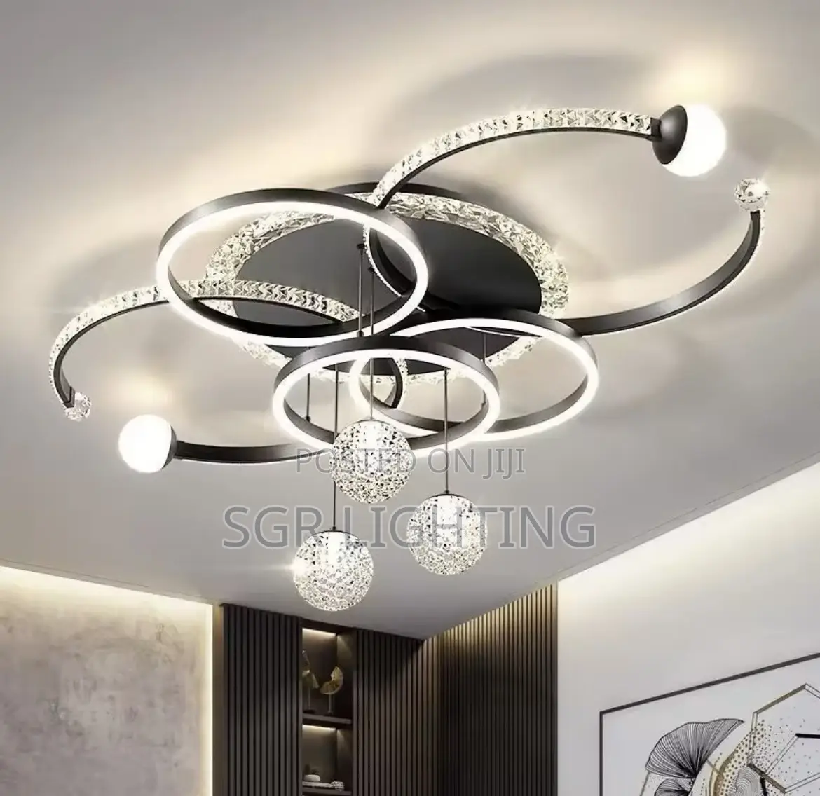 Restaurant Circle Metal Acrylic Led Ceiling Lamp Design