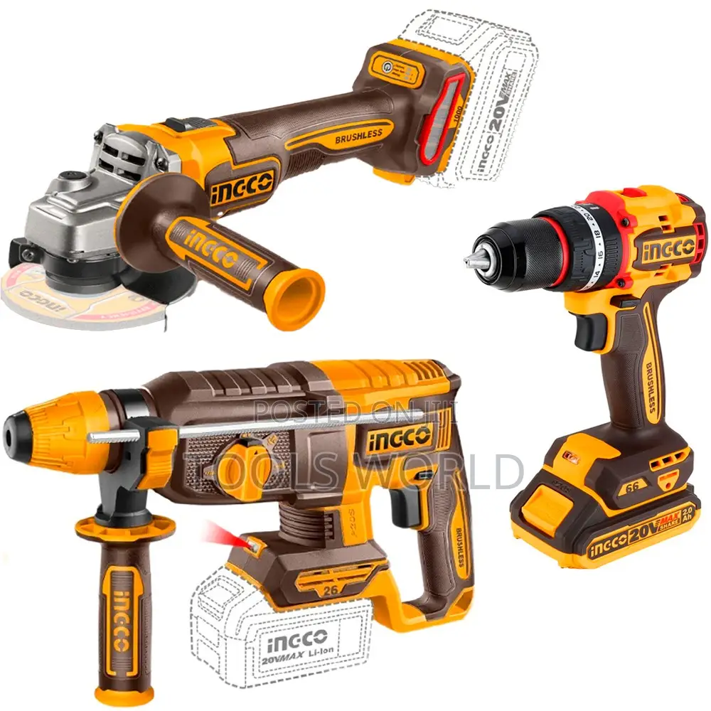 Ingco 3pcs Combo Kit Drill,Grinder and Rotary Hammer