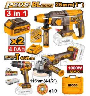 Ingco 3pcs Combo Kit Drill,Grinder and Rotary Hammer