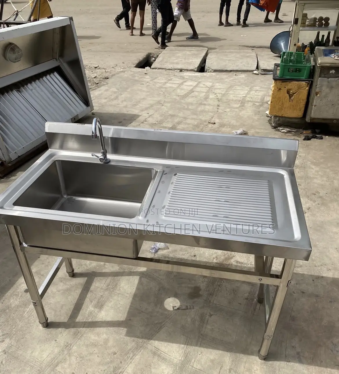 This Is Stainless Steel Double Bowl Sink With a Side