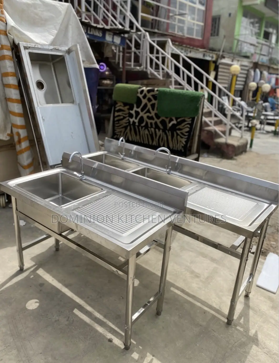 This Is Stainless Steel Double Bowl Sink With a Side