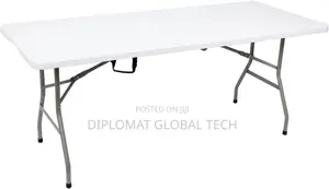 10-Seater Rectangular Plastic Folding Table 6ft With Metal Legs