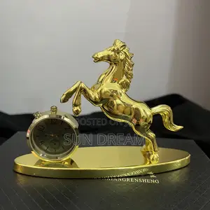 Golden Horse Clock Decoration Golden Home Decoration Car Ornaments