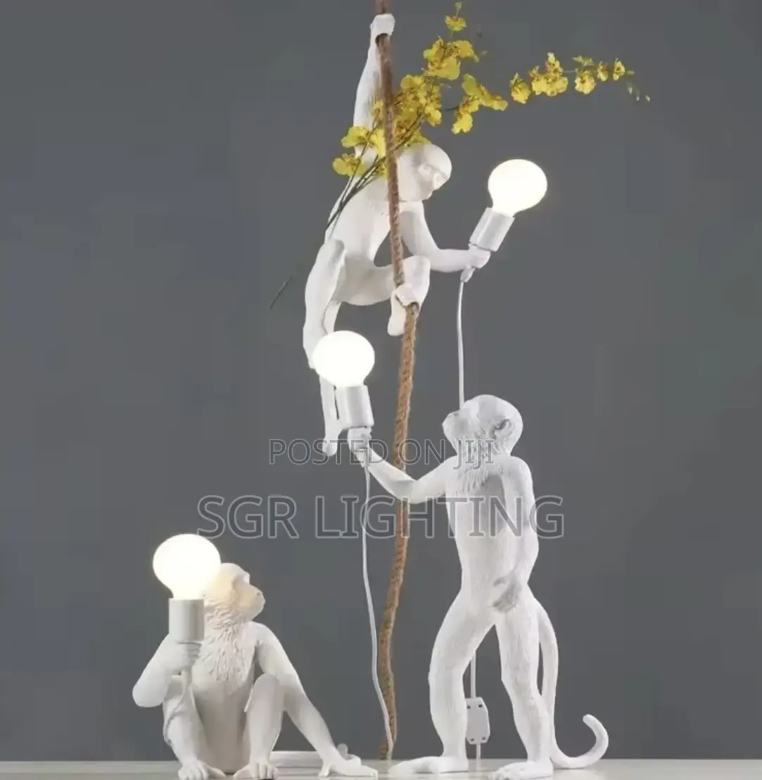 Modern Led Art Monkey Pendant Light Resin Simian Pendant Lamp