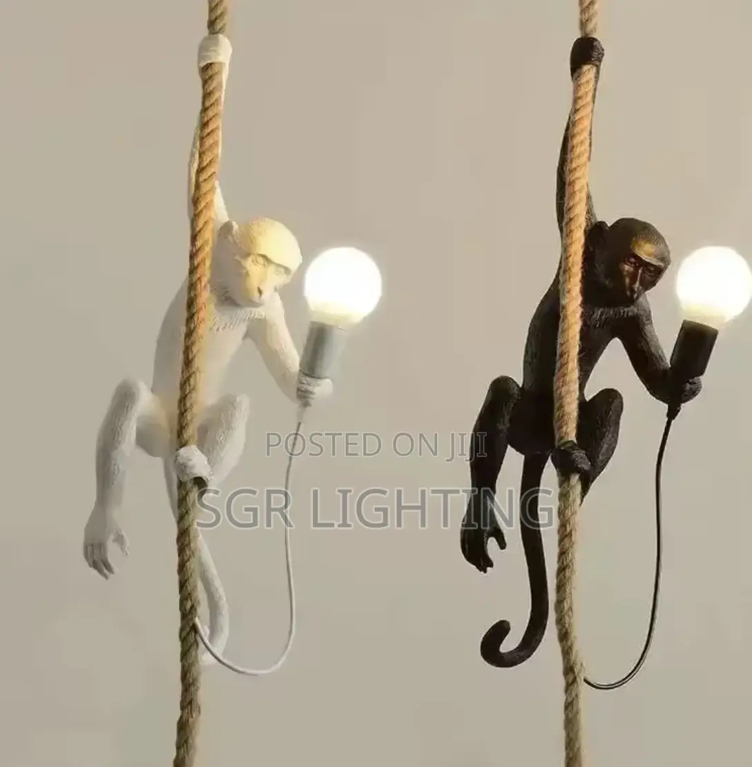 Modern Led Art Monkey Pendant Light Resin Simian Pendant Lamp