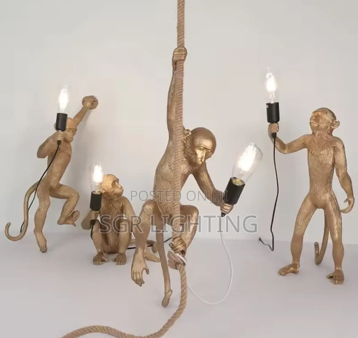 Modern Led Art Monkey Pendant Light Resin Simian Pendant Lamp
