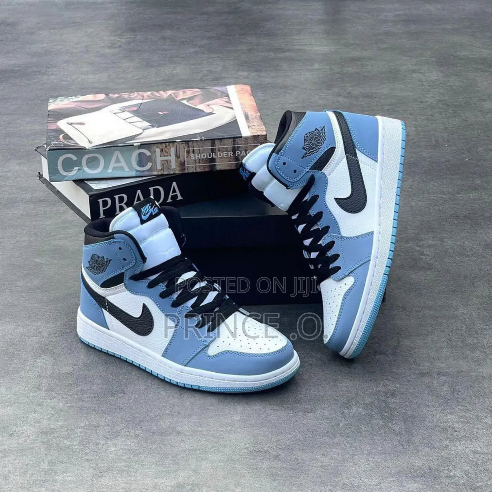 Blue and White Air Jordan Sneakers