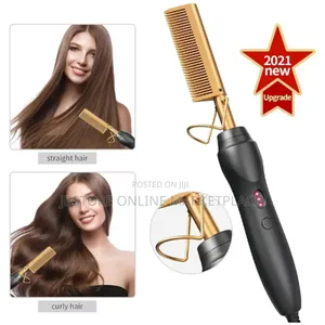 Professional Electric Hot Comb 4 Hair Straightening,Curling, Wig