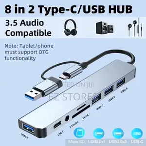8-in-1 Usb Type-C Hub – Multiport Docking Station With Sd/Tf Audio