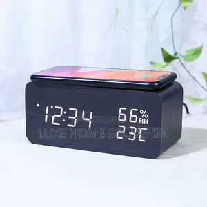 Bamboo Wireless Charger and Alarm Clock