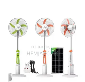 16 Inches Solar and Electronic Rechargeable Fan (Light Included and 