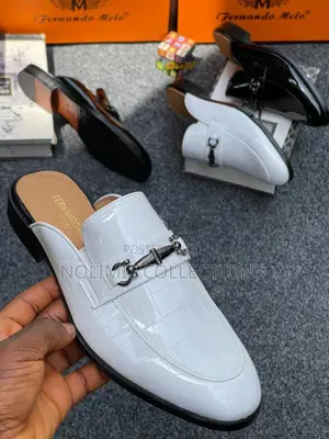 Fernando Melo Croc Skin Shinny Leather Mules