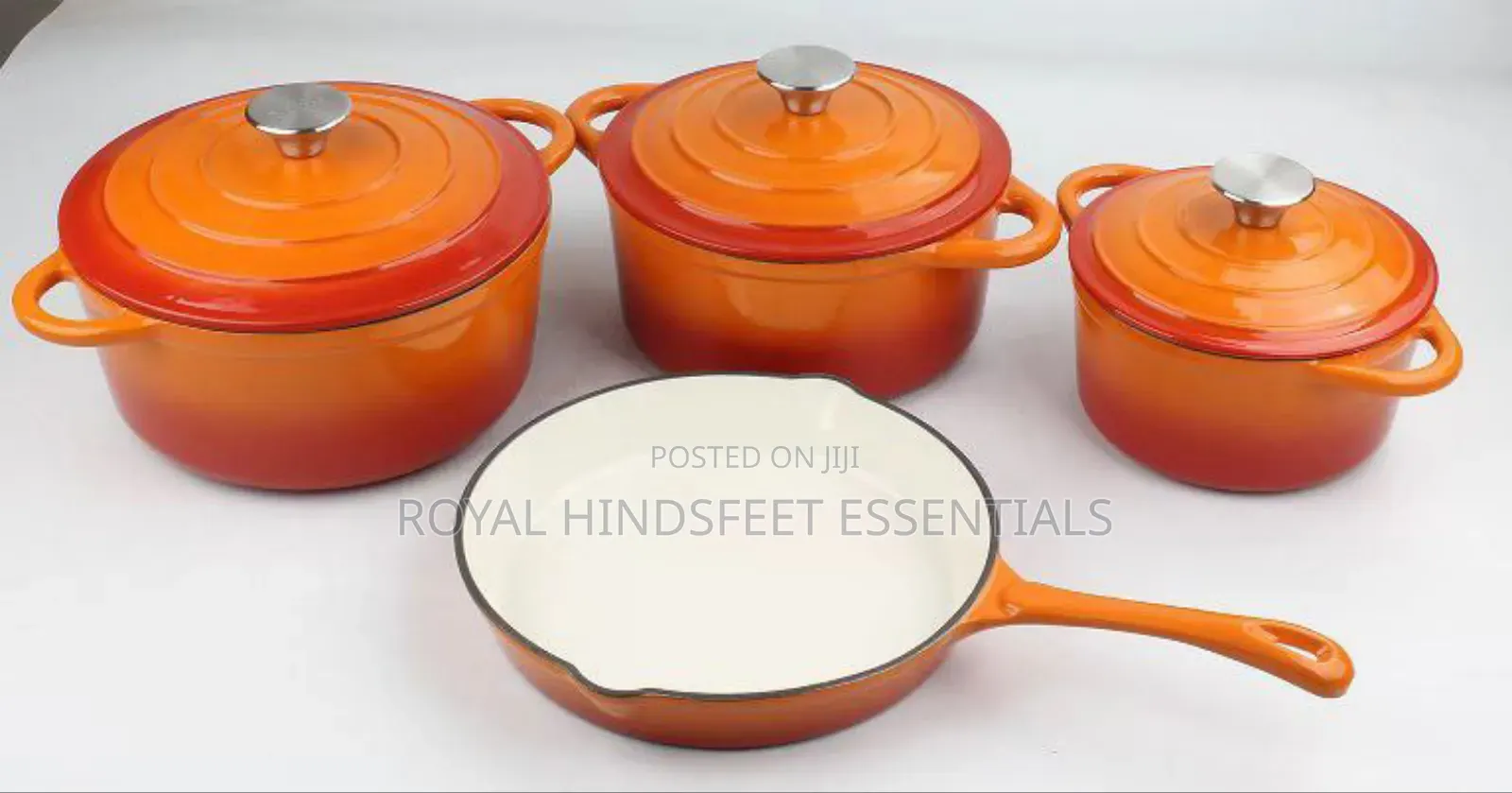 4 Set Enamel Coating Cast Iron Cookware