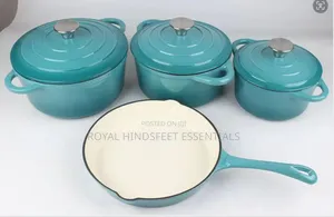 4 Set Enamel Coating Cast Iron Cookware