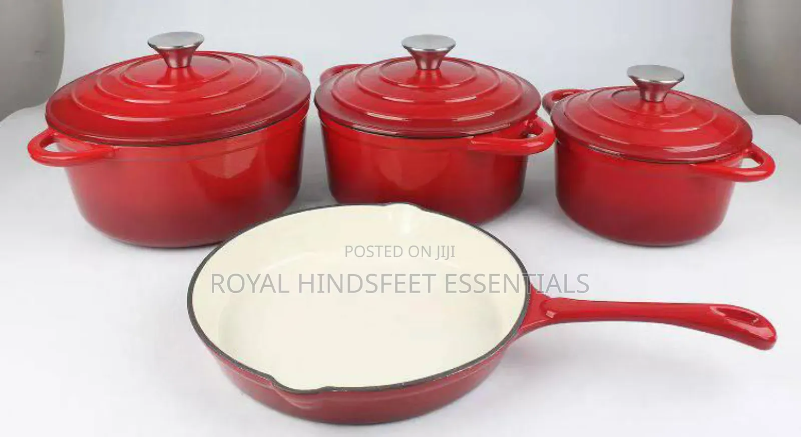 4 Set Enamel Coating Cast Iron Cookware