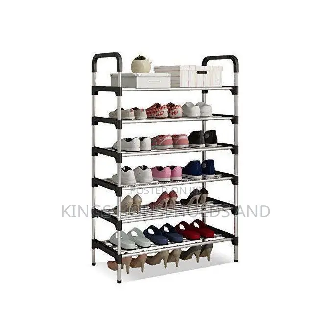 6 Layer Shoe Rack Tier Colored Stainless Steel Stackable Shoe Rack