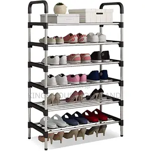 6 Layer Shoe Rack Tier Colored Stainless Steel Stackable Shoe Rack